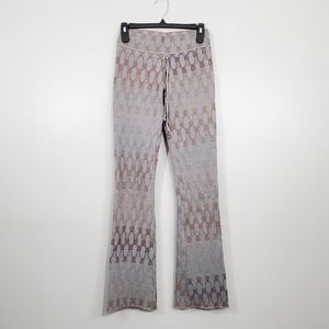 Ohm Embroidered Pattern Wide Leg Leggings